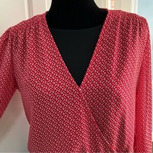PREMISE Red Floral Blouse Sz Small